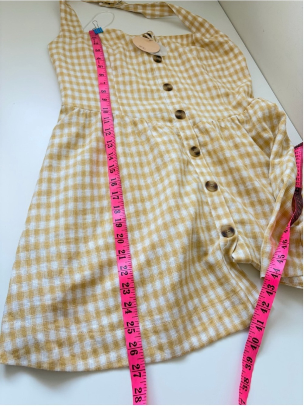 Camila Coelho Linen Blend Cottagecore Halter Gingham Dress size L - Picture 9 of 10